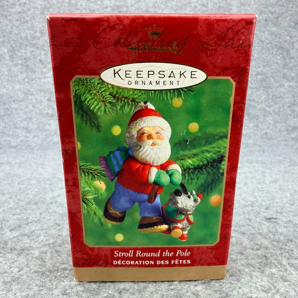 Hallmark Keepsake 2000 Stroll Round the Pole Santa Schnauzer Dog Ornament QX8164